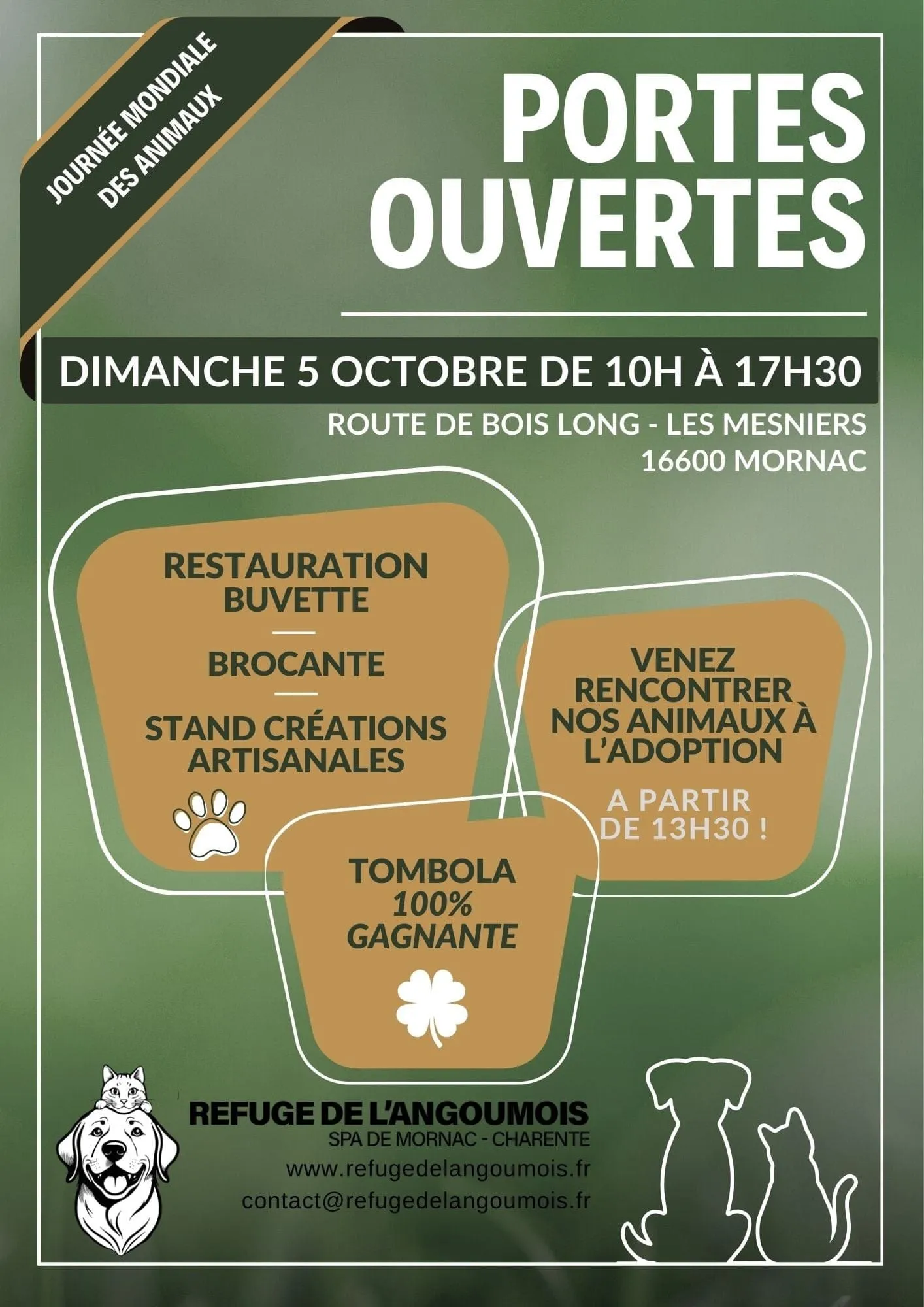 Portes ouvertes au refuge de l'angoumois - 5 octobre 2025