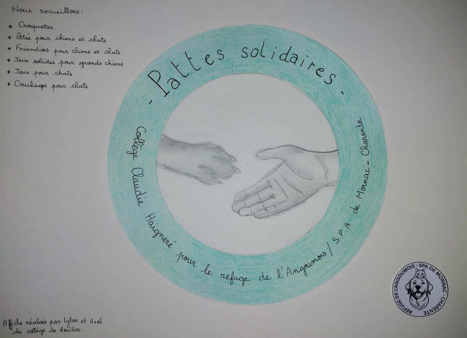 collecte - collège de Rouillac - au profit du refuge de l'angoumois - chez animal nutrition - soyaux