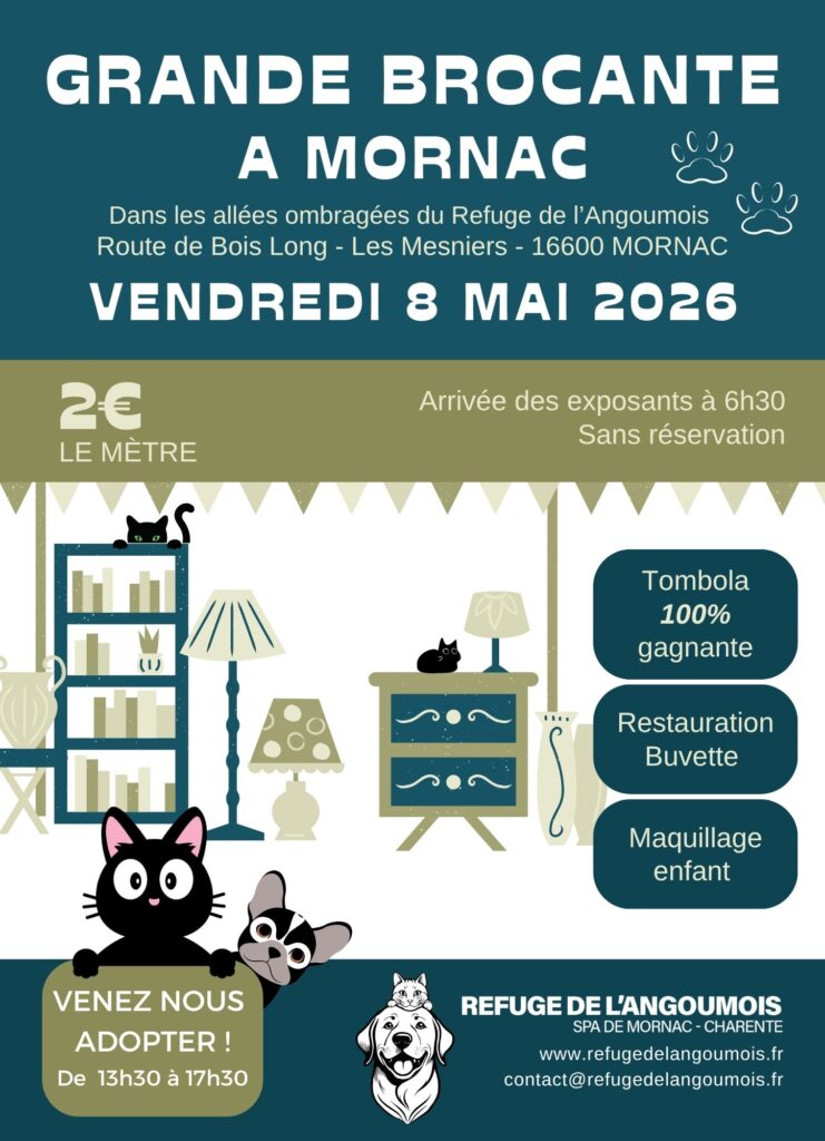 brocante du refuge de l'angoumois - mai 2026