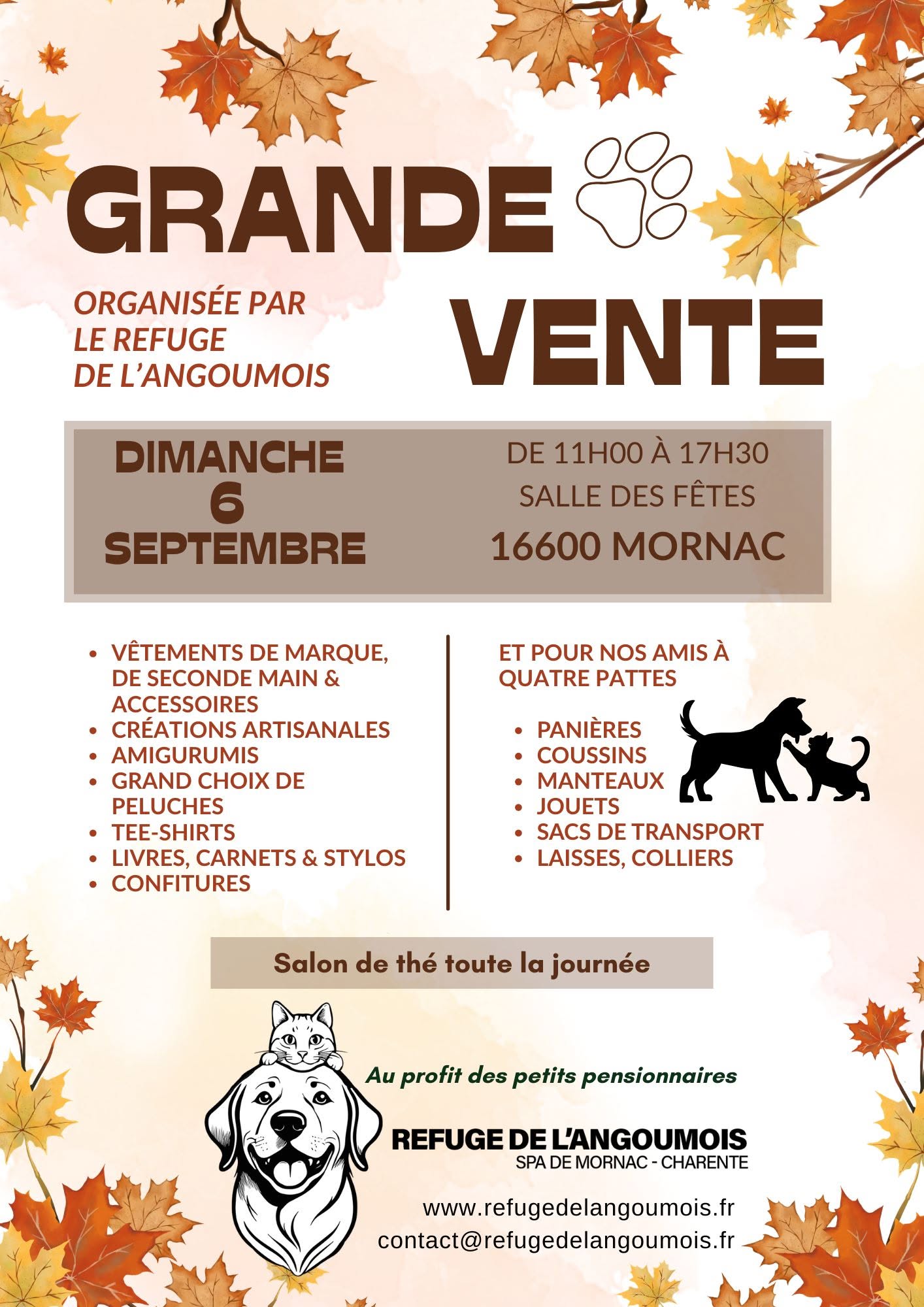 grande vente au profit du refuge de l'angoumois